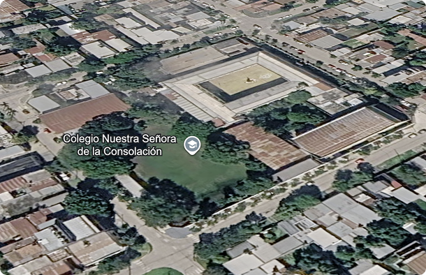 Primera foto aérea, borrosa, del colegio