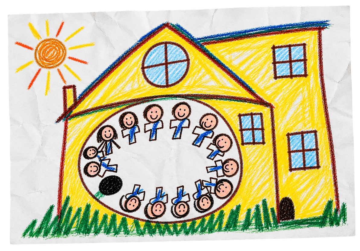 Dibujo del colegio hecho por los chicos del Jardín